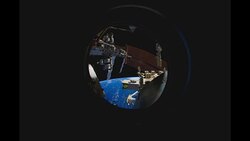Planet Earth View From Space: Rotation Seen Through Small Ship Cupola Stock Footage