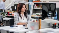 Portrait of female industrial designer Stock Footage