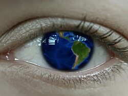 Planet Earth In Close Up Human Eye Stock Footage