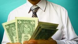 businessman show US dollar banknote Stock Footage