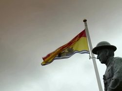 Statue of a soldier in a memorial of World War II Stock Footage