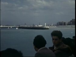 1950 The Gratis ferry approaching Ostende, Belgium Stock Footage