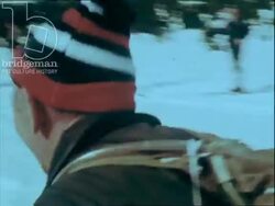 Large ski event at the Holmenkollen ski jump, Norway 1970s Stock Footage