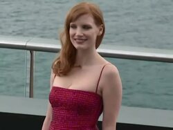 Actress Jessica Chastain attends the photocall of her new movie 'The Dissapearance of Eleanor Rigby' at the Aquarium during the 62nd San Sebastian International Film Festival Stock Footage