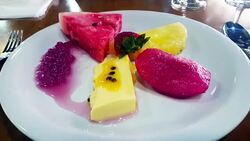 Exotic Fruits and Flan Dessert 4K Stock Footage