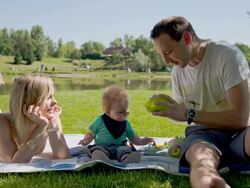 MS DS Family Having Picnic Outdoor Stock Footage