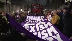 CLEAN : Tens of thousands join anti Trump rally in London (2) News Clip