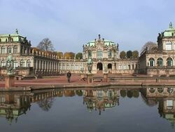 WS View of People roaming at Zwinger / Dresden, Saxony, Germany Stock Footage