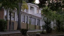 Tropical landscaping surrounds an estate in Venezuela. Stock Footage