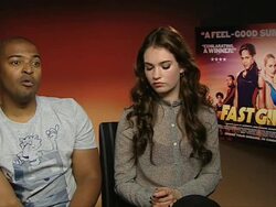 INTERVIEW: Lily James & Noel Clarke on similarities between acting and training at Fast Girls Interviews at Soho Hotel on June 07, 2012 in London, England (Footage by WireImage Video/Getty Images) Stock Footage