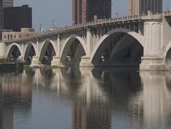 WS Bridge over river / Minneapolis, Minnesota, United States  Stock Footage