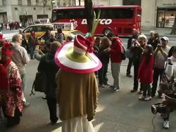 NYC's Annual Easter Bonnet Parade Stock Footage