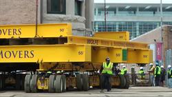 Crews on Wednesday completed a two-day move of the three-story mansion. The historic home was moved one block to make way for redevelopment of an entertainment district. (Nov. 12) News Clip