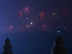 Fireworks Exploding in Beijing News Clip