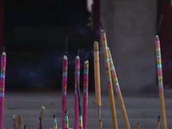 Burning incense Stock Footage