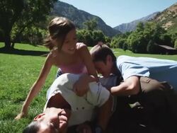 father and children wrestling Stock Footage