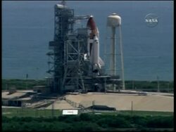 Discovery's astronauts arrive at launch pad News Clip