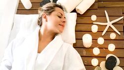 Beautiful woman at the spa Stock Footage