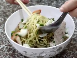 Eating noodles Stock Footage