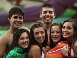 teenagers at a water park Stock Footage