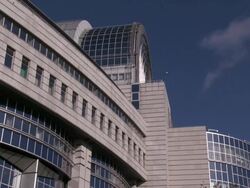 MS Shot of European Parliament / Brussels, Belgium Stock Footage
