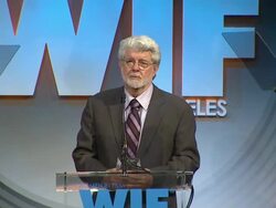 SPEECH - George Lucas at 2013 Women In Film Crystal + Lucy Awards Sponsored By Max Mara, Swarovski And Kodak Stock Footage