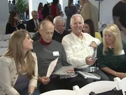 ATMOSPHERE - LinkedIn employees and parents Linkedin Declares November 7th "Linkedin Bring In Your Parents" Event at the The Empire State Building Stock Footage