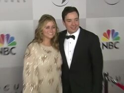 Jimmy Fallon (R), Nancy Juvonen at the NBC Universal's 68th Annual Golden Globes After Party at Beverly Hills CA. (Footage by WireImage Video/GettyImages) Stock Footage