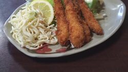 Tempura fried prawns Stock Footage