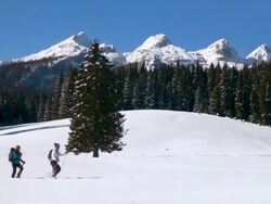 HD: Hiking With Snowshoes Stock Footage