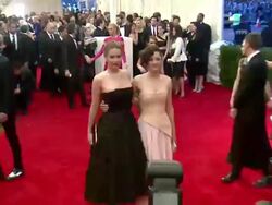 Jennifer Lawrence, Marion Cotillard at "PUNK: Chaos To Couture" Costume Institute Gala Stock Footage