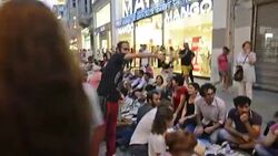 Breaking Ramadan's Fast at Istiklal Street to protest goverment. Stock Footage