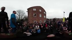 Ashbourne Shrovetide Football Match 2018 Stock Footage