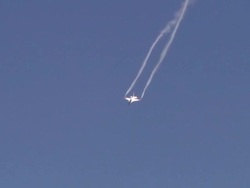 A plane flying at the Seoul air show Stock Footage