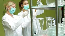 Slow Motion Two female scientists working in laboratory - 4K Stock Footage