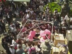 Kanamara Matsuri attracting a lot of visitors Stock Footage