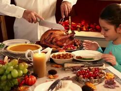 Carving Thanksgiving Turkey Stock Footage