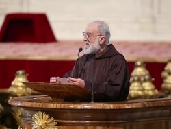 Raniero Cantalamessa at Pope Francis Leads The Celebration of the Lord's Passion at St. Peter's Basilica on April 19, 2014 in Vatican City, Vatican. (Footage by Giulio Origlia/Getty Images) Stock Footage
