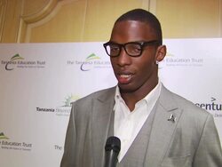 INTERVIEW: NBA player Hasheem Thabeet discusses seeing how the children live in Tanzania and being grateful for being able to help out . (Footage by WireImage Video/GettyImages) Stock Footage