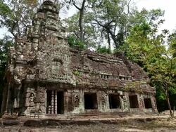 WS View of  building in forest / Siem Reap, Siem Reap, Cambodia Stock Footage
