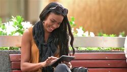 Young entrepreneur woman with tablet computer Stock Footage