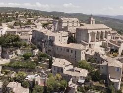 Aerial W/S Middle Ages Village of Gordes Stock Footage