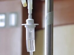 Close up of IV drip in hospital,Dolly shot Stock Footage