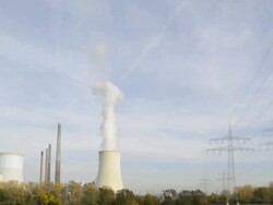 Powerstation in a rural landscape,energy crisis, Energiewende, Staudinger Stock Footage