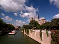 WA View of Notres Dame cathedral and river Seine, Paris Stock Footage