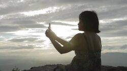 selfie on mountain top Stock Footage