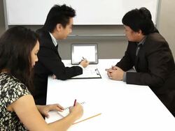 Business Negotiation successful Stock Footage