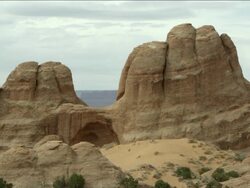 View of the sandstone rock layers. Stock Footage
