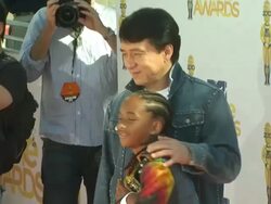 Jaden Smith, Jackie Chan at the 2010 MTV Movie Awards at Universal City CA. (Footage by WireImage Video/GettyImages) Stock Footage