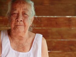 Happy asian senior lady Stock Footage